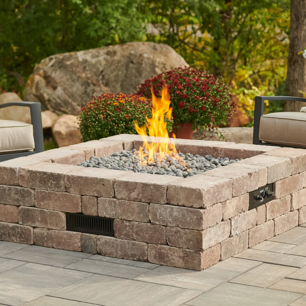 Bronson Block Square Gas Fire Pit Kit