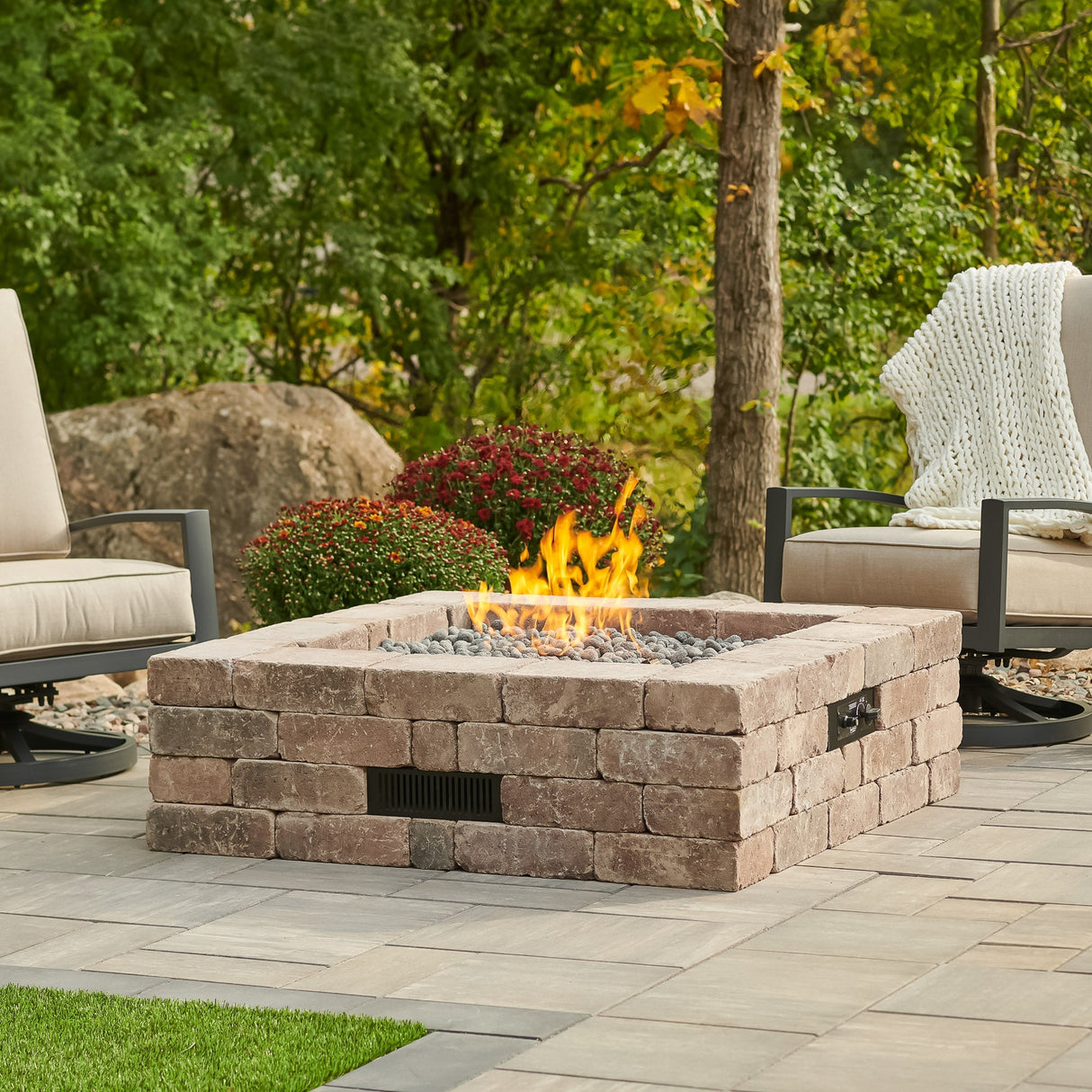 Bronson Block Square Gas Fire Pit Kit