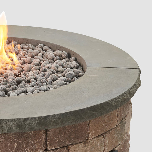 Concrete Top for Round Bronson Block Gas Fire Pit Kit (4 Pieces Total) - More colors