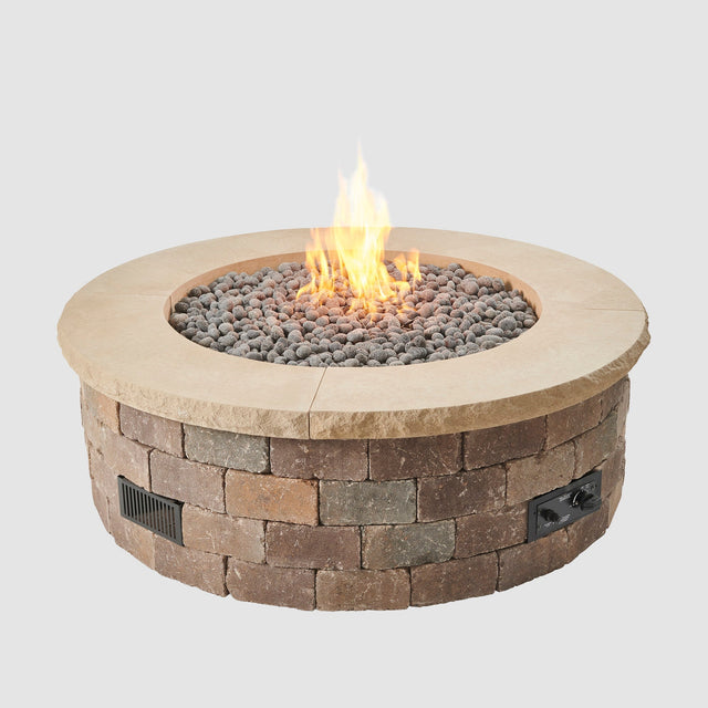 Concrete Top for Round Bronson Block Gas Fire Pit Kit (4 Pieces Total) - More colors