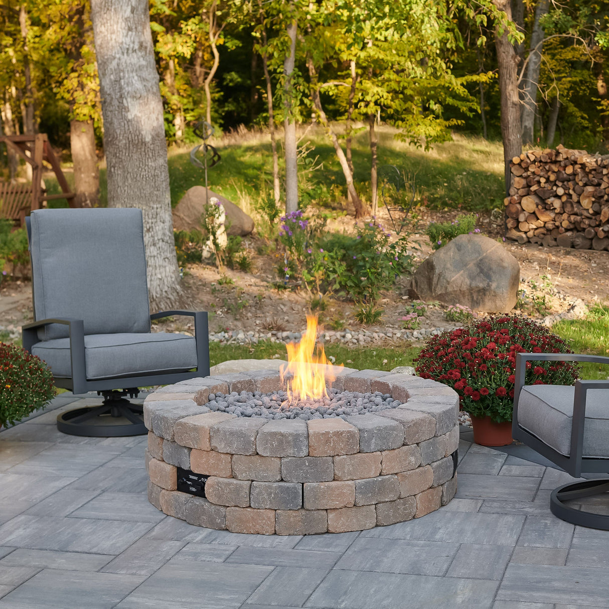 Bronson Block Round Gas Fire Pit Kit