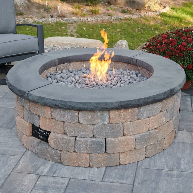 Concrete Top for Round Bronson Block Gas Fire Pit Kit (4 Pieces Total) - More colors