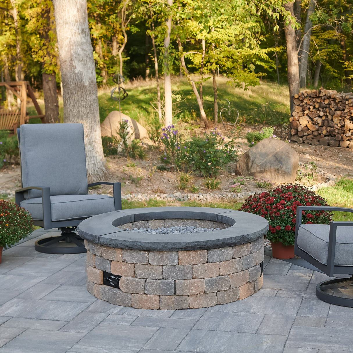 Bronson Block Round Gas Fire Pit Kit