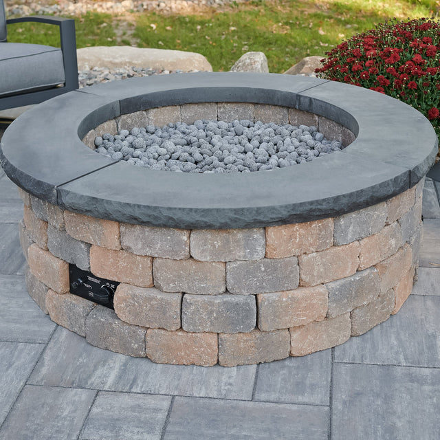The Outdoor GreatRoom Company Bronson Block Round Gas Fire Pit Kit - 51.25-Inch