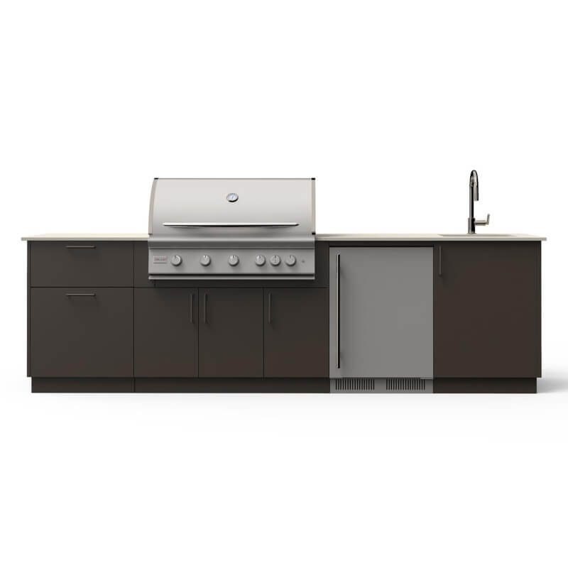 Blaze Golden Hour 10-Ft Outdoor Kitchen Island w/ 40-Inch Premium LTE+ Grill, Fridge, Sink in Architectural Bronze w/ Aeris Countertop
