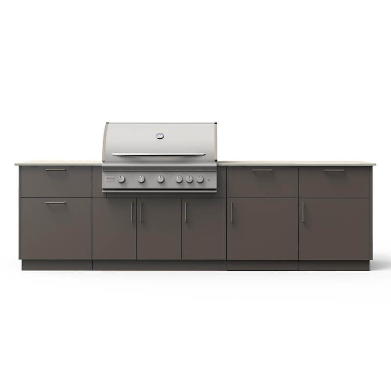 Blaze High Noon 10-Ft Outdoor Kitchen Island w/ 40-Inch Premium LTE+ Grill in Gunmetal w/ Aeris Countertop