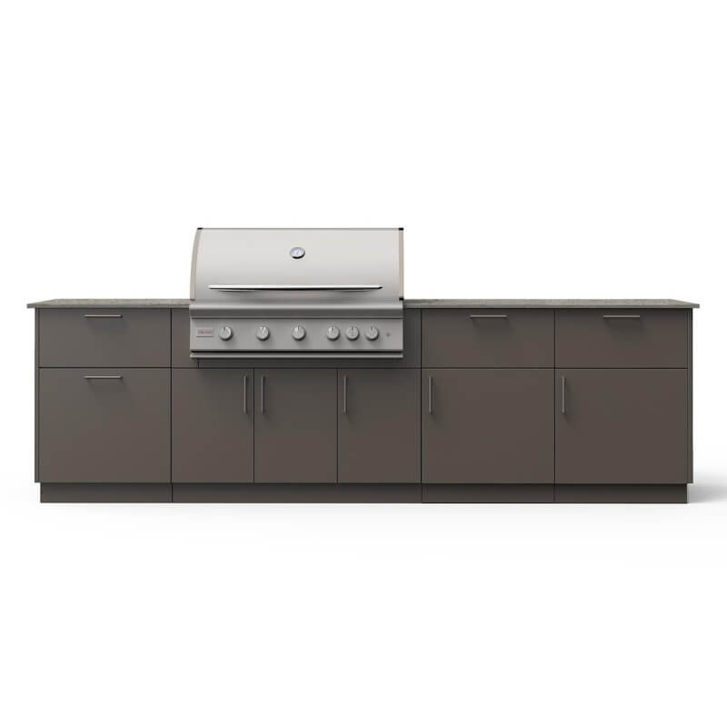 Blaze High Noon 10-Ft Outdoor Kitchen Island w/ 40-Inch Premium LTE+ Grill in Gunmetal w/ Keon Countertop