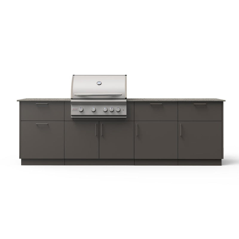 Blaze High Noon 10-Ft Outdoor Kitchen Island w/ Marine Grade 32-Inch Premium LTE+ Grill in Gunmetal w/ Keon Countertop