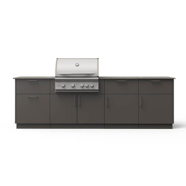 Blaze High Noon 10-Ft Outdoor Kitchen Island w/ 32-Inch Premium LTE+ Grill in Gunmetal w/ Keon Countertop