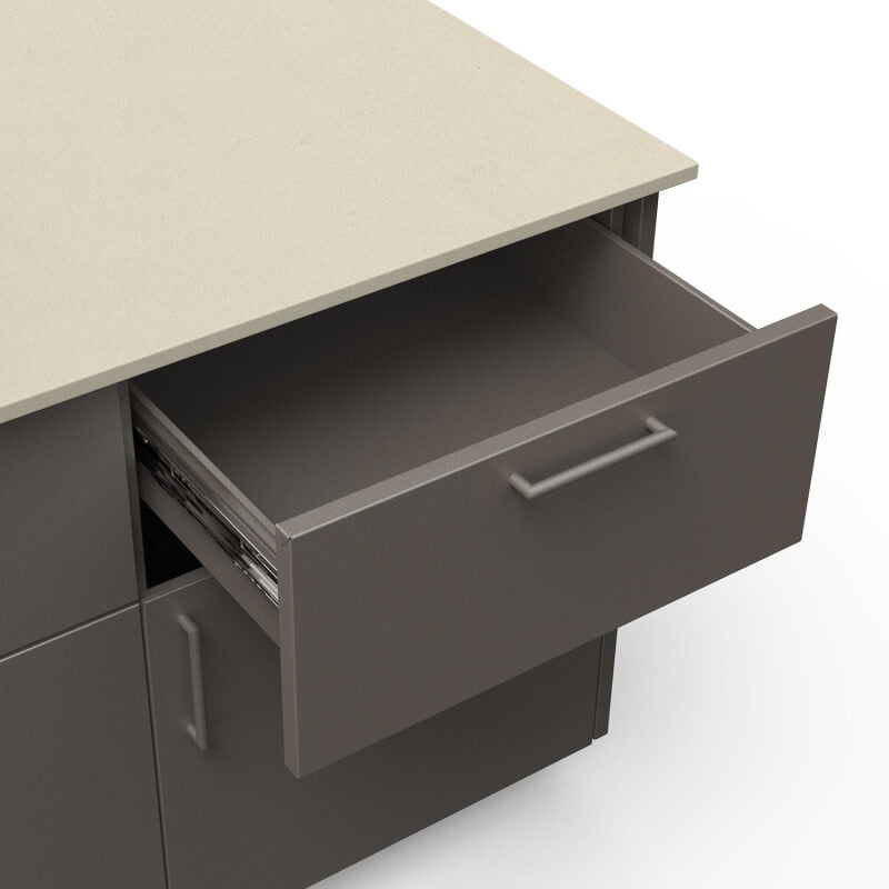 Blaze Morning Glow 10-Ft Outdoor Kitchen Island w/ 40-Inch Premium LTE+ Grill, Fridge in Gunmetal w/ Aeris Countertop