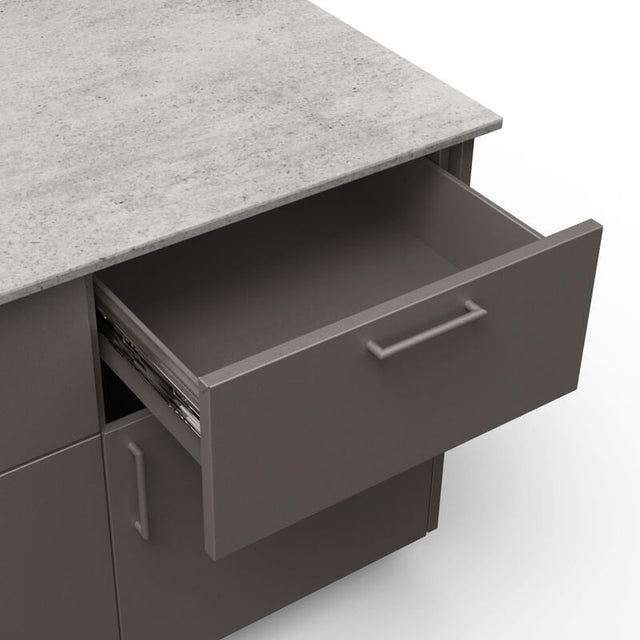 Blaze Morning Glow 10-Ft Outdoor Kitchen Island w/ 40-Inch Premium LTE+ Grill, Fridge in Gunmetal w/ Keon Countertop