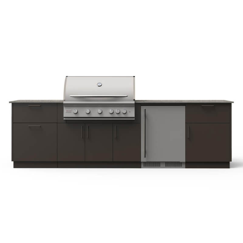 Blaze Morning Glow 10-Ft Outdoor Kitchen Island w/ 40-Inch Premium LTE+ Grill, Fridge in Architectural Bronze w/ Keon Countertop
