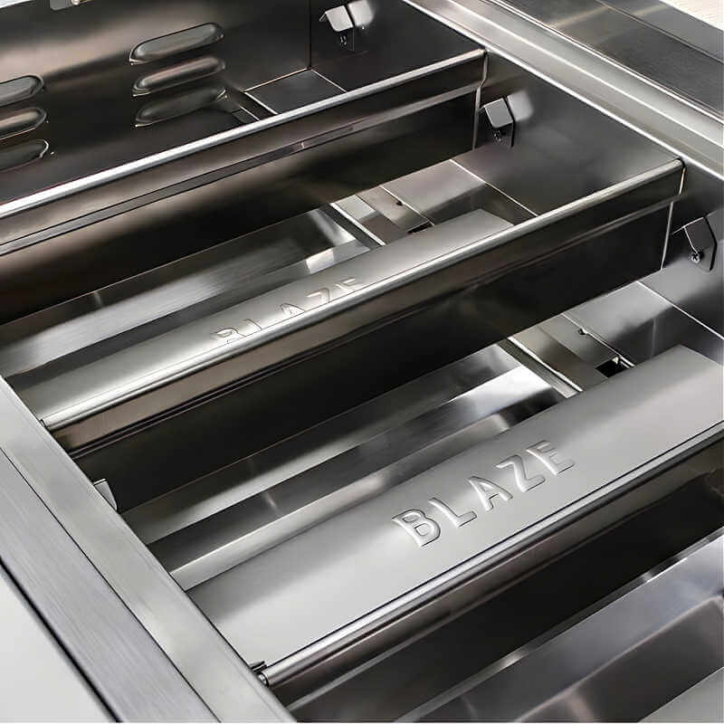 Blaze Golden Hour 10-Ft Outdoor Kitchen Island w/ 40-Inch Premium LTE+ Grill, Fridge, Sink in Gunmetal w/ Aeris Countertop