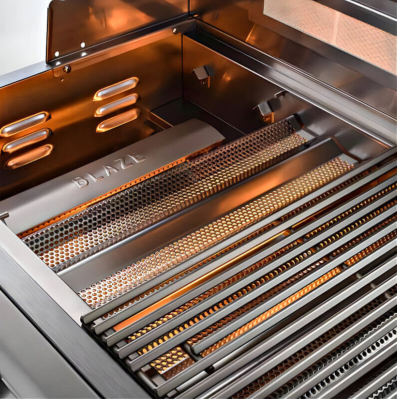 Blaze Sunrise 8-Ft Outdoor Kitchen Island w/ 32-Inch Premium LTE+ Gas Grill in Architectural Bronze w/ Keon Countertop