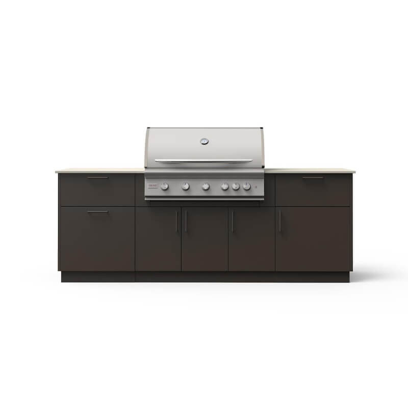 Blaze Sunrise 8-Ft Outdoor Kitchen Island w/ 40-Inch Premium LTE+ Gas Grill in Architectural Bronze w/ Aeris Countertop