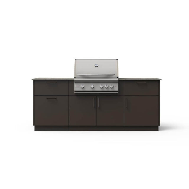 Blaze Sunrise 8-Ft Outdoor Kitchen Island w/ 32-Inch Marine-Grade Premium LTE+ Gas Grill in Architectural Bronze w/ Aeris Countertop