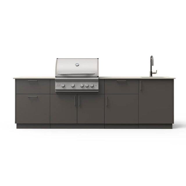 Blaze Sunset 10-Ft Outdoor Kitchen Island w/ Marine Grade 32-Inch Premium LTE+ Grill in Gunmetal w/ Aeris Countertop