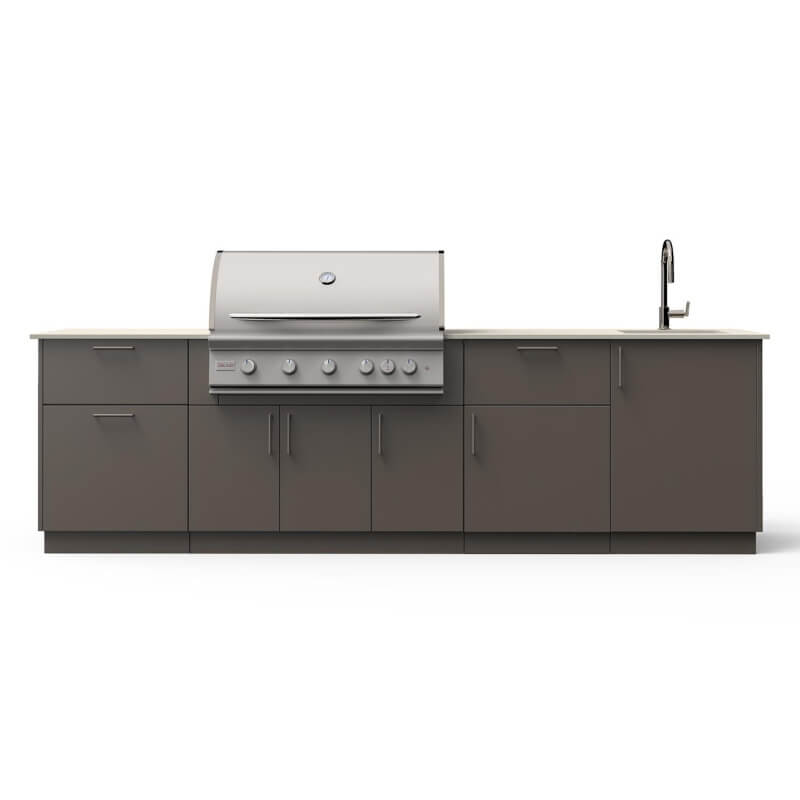 Blaze Sunset 10-Ft Outdoor Kitchen Island w/ 40-Inch Premium LTE+ Grill in Gunmetal w/ Aeris Countertop
