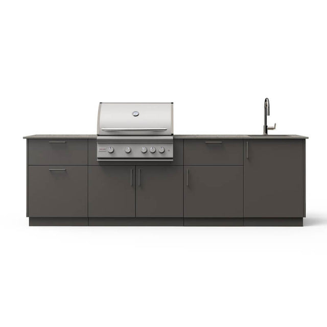 Blaze Sunset 10-Ft Outdoor Kitchen Island w/ Marine-Grade 32-Inch Premium LTE+ Grill in Gunmetal w/ Keon Countertop