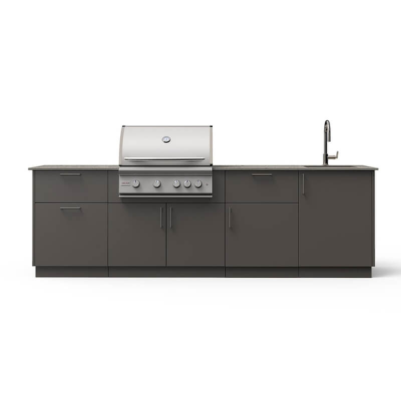 Blaze Sunset 10-Ft Outdoor Kitchen Island w/ 32-Inch Premium LTE+ Grill in Gunmetal w/ Keon Countertop