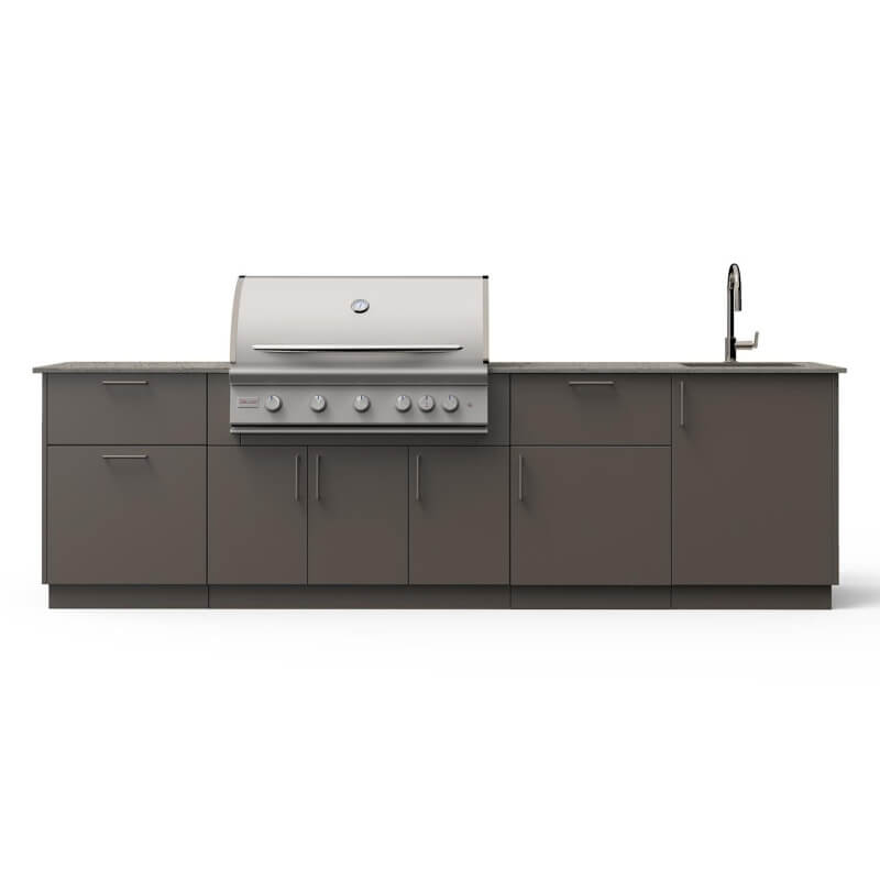 Blaze Sunset 10-Ft Outdoor Kitchen Island w/ 40-Inch Premium LTE+ Grill in Gunmetal w/ Keon Countertop