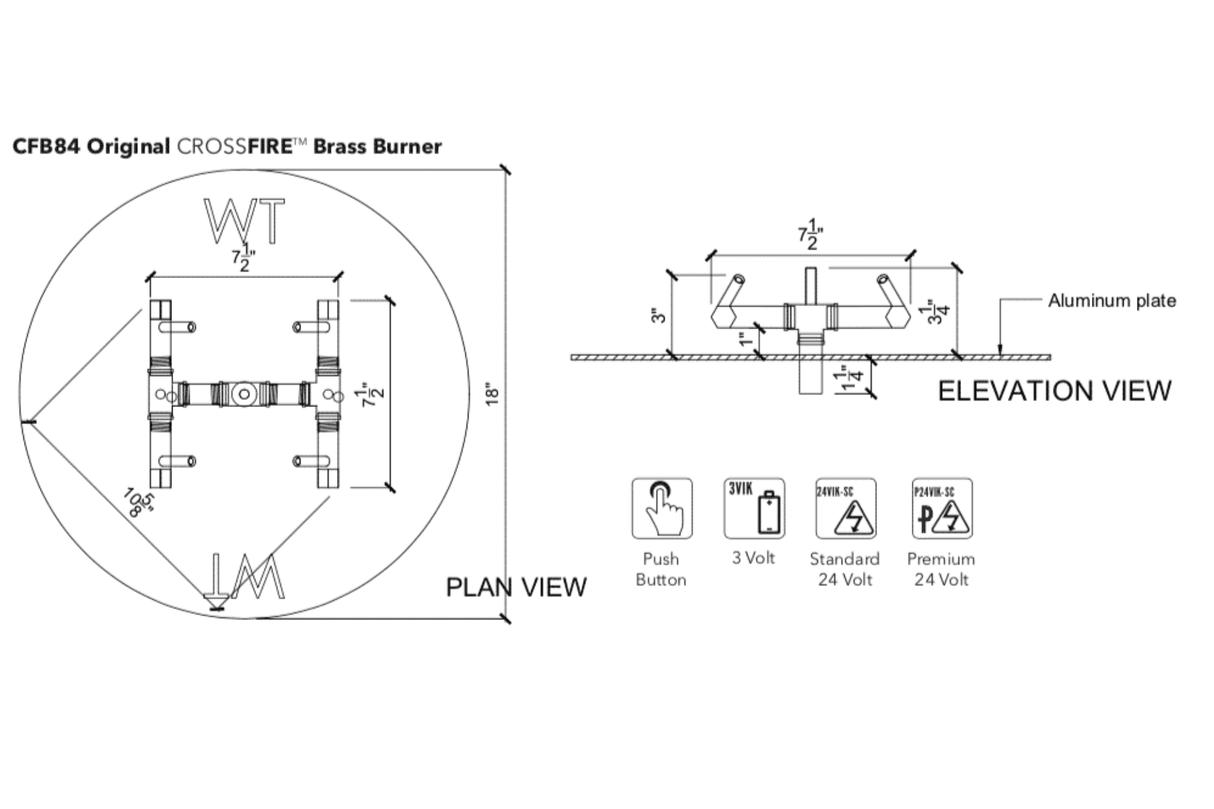 Warming Trends Crossfire CFB Original Brass Gas Fire Pit Burner Kit