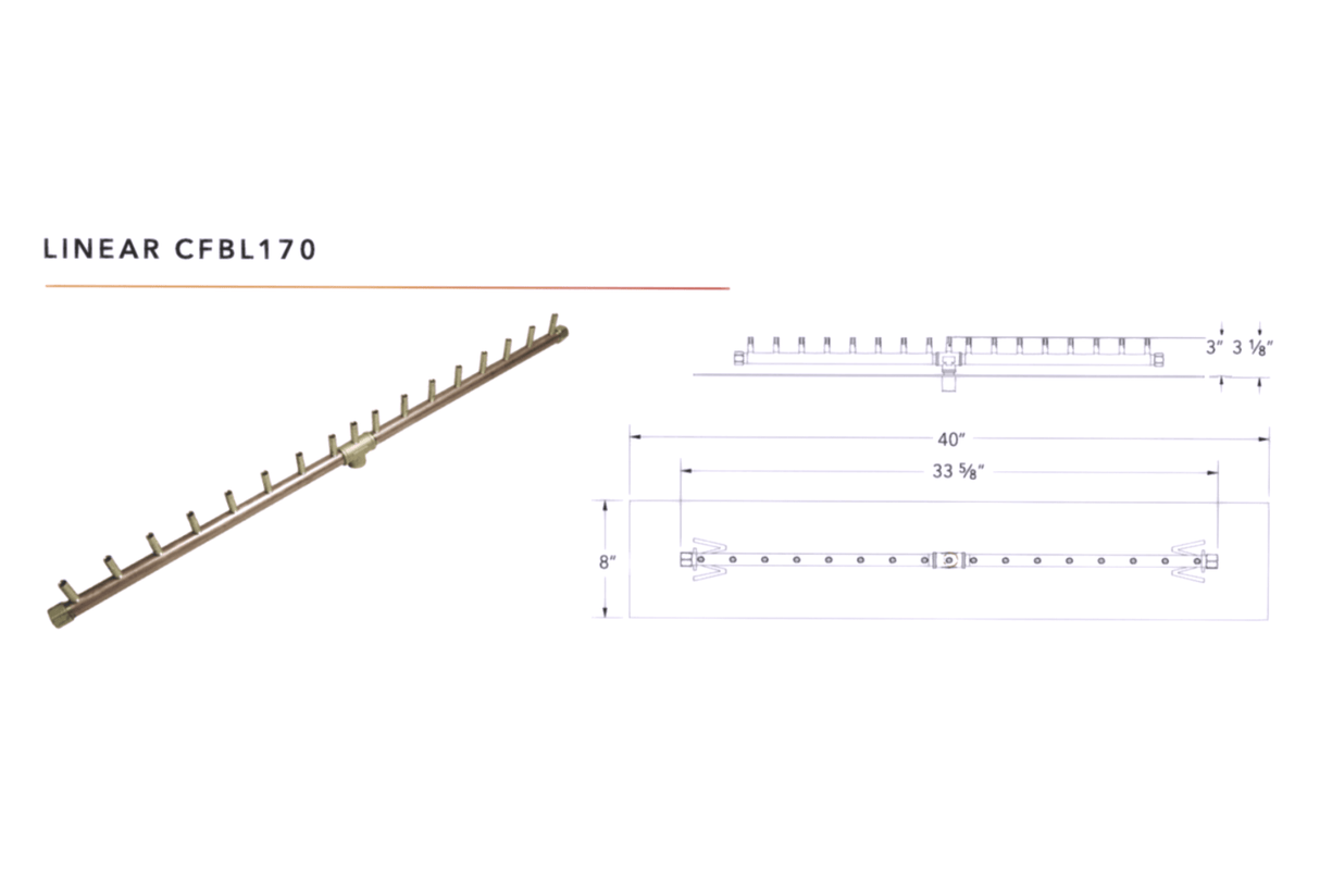 Crossfire CFBL Linear Brass Gas Fire Pit Burner
