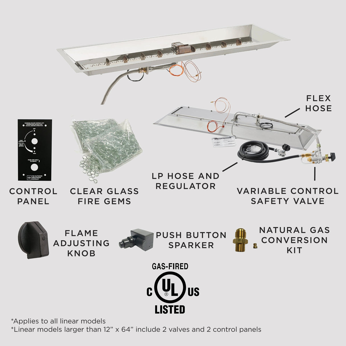 Crystal Fire Plus Linear Gas Burner