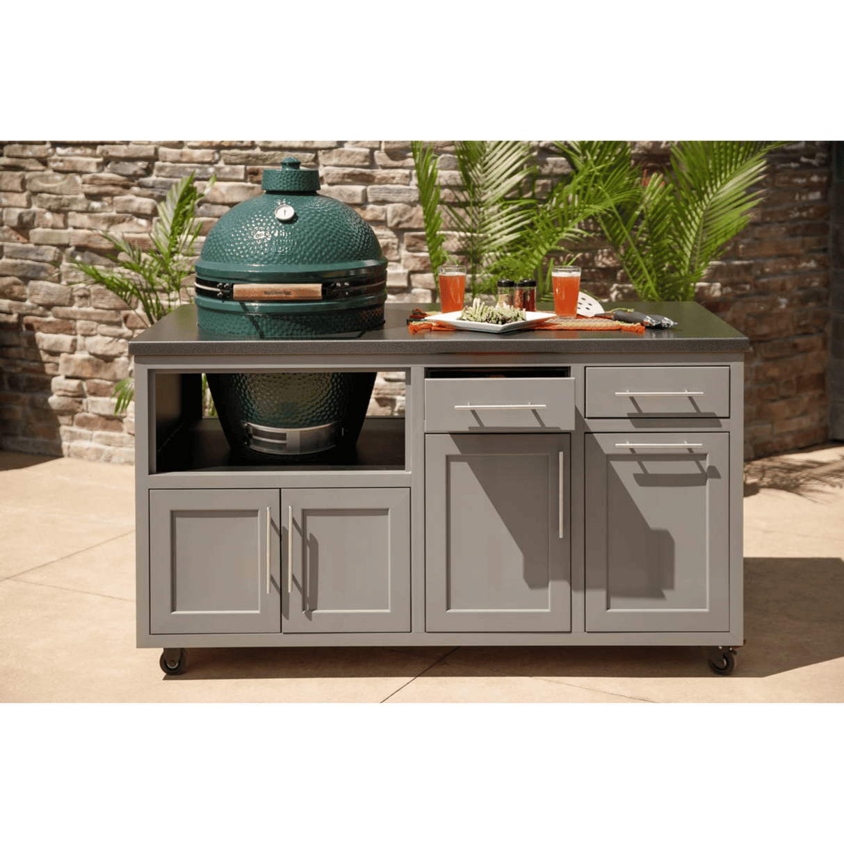 Challenger Designs Coastal 64 KDDW Powder Coated Aluminum Kitchen Island for 26.5 Inch Ceramic Grill