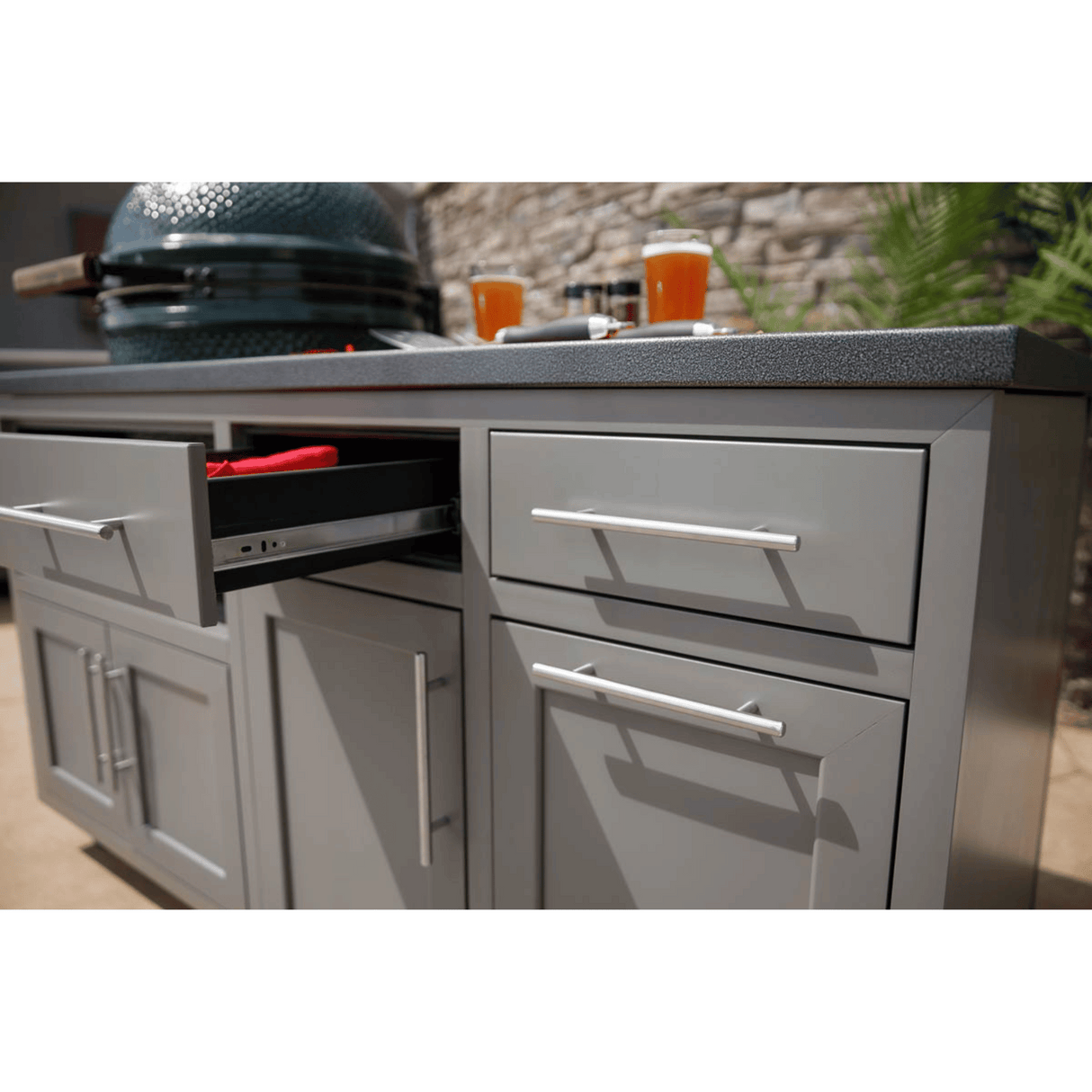 Challenger Designs Coastal 64 KDDW Powder Coated Aluminum Kitchen Island for 26.5 Inch Ceramic Grill