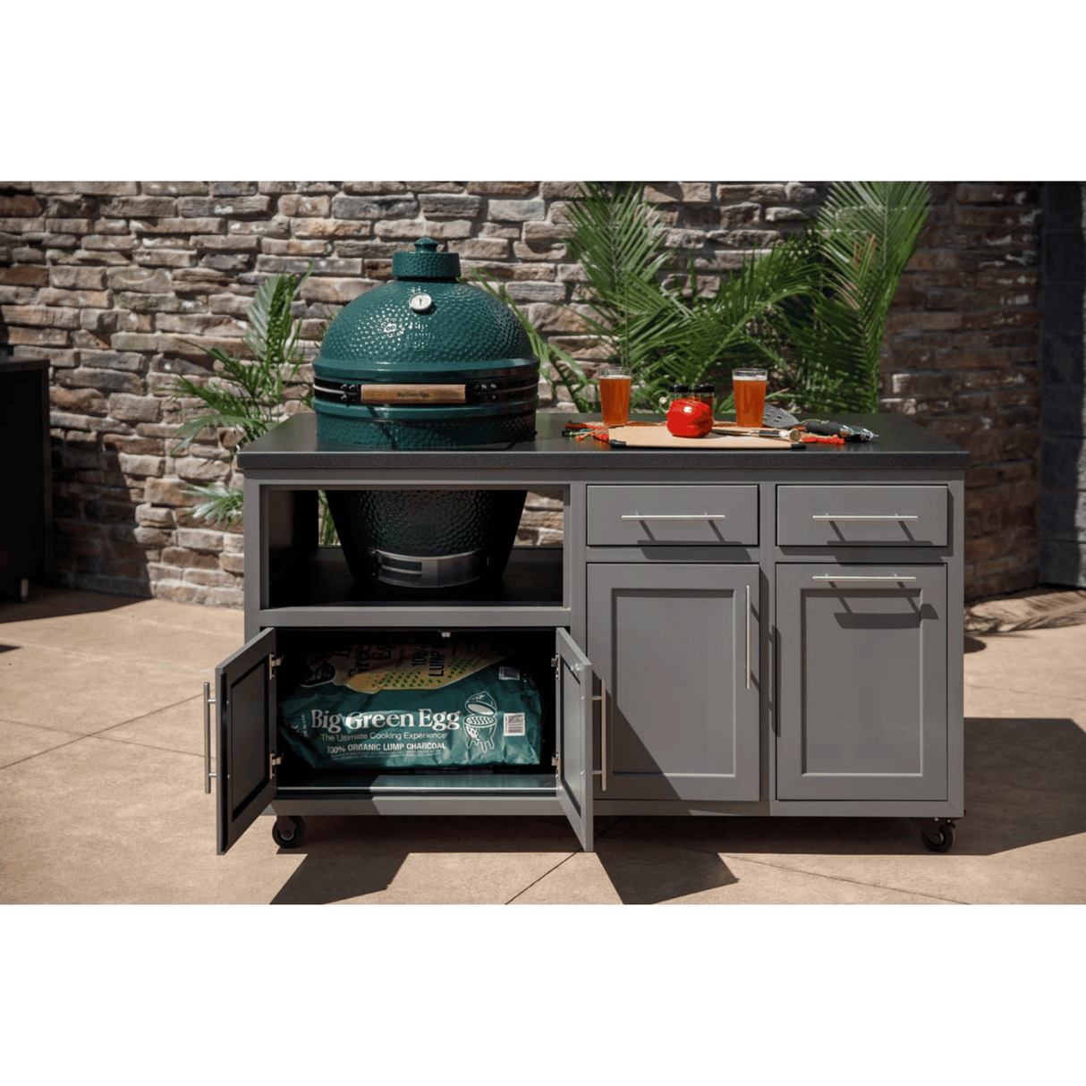 Challenger Designs Coastal 64 KDDW Powder Coated Aluminum Kitchen Island for 21 Inch Ceramic Grill