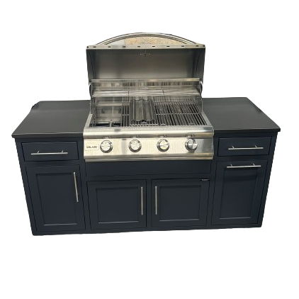 Challenger Coastal 5 Foot Outdoor Kitchen Cabinet Island with Blaze 32 Inch Gas Grill  Pre-Assembled