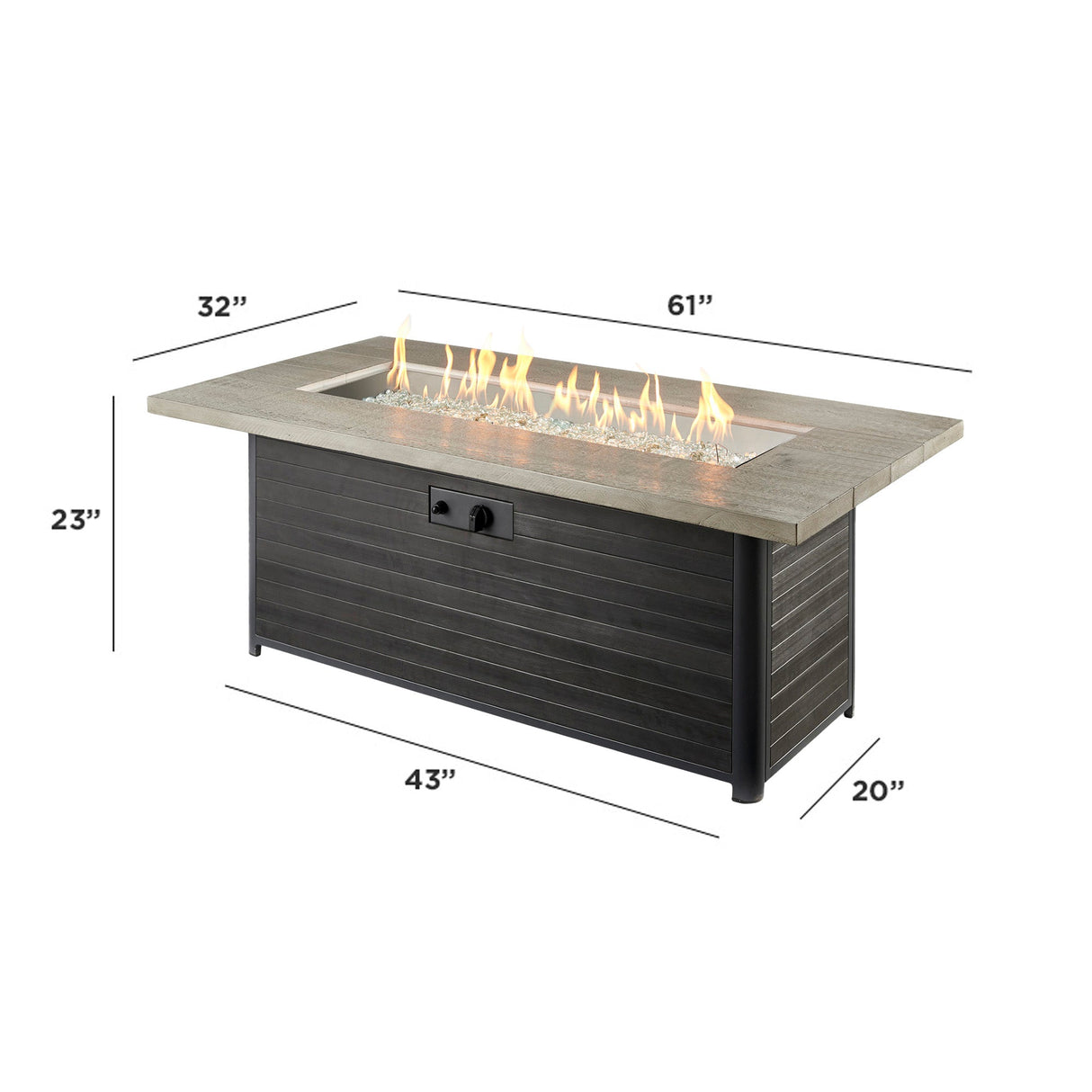 Cedar Ridge Linear Gas Fire Pit Table