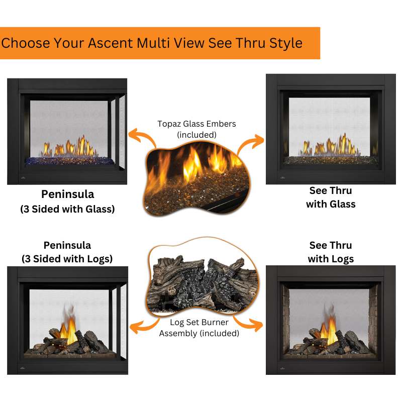 Napoleon Ascent Multi View See Thru Direct Vent Gas Fireplace | BHD4