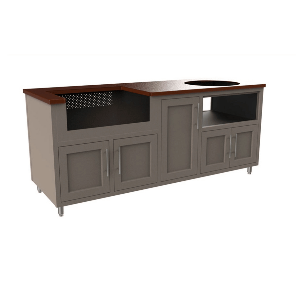 Challenger Designs Coastal 83-GDK Powder Coated Aluminum Kitchen Island for 32 Inch Grill & 26.5 Inch Ceramic Grill