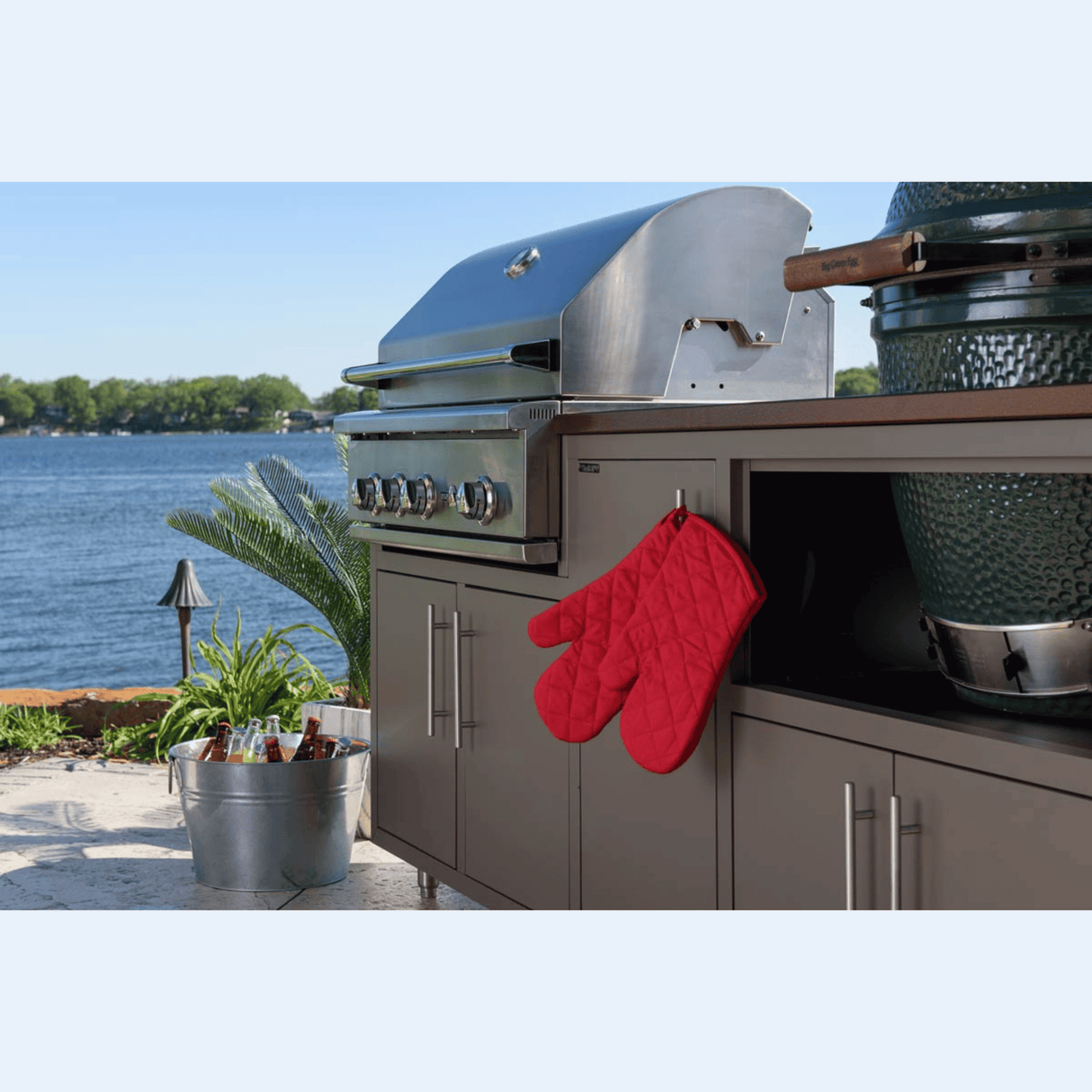 Challenger Designs Coastal 83-GDK Powder Coated Aluminum Kitchen Island for 32 Inch Grill & 26.5 Inch Ceramic Grill