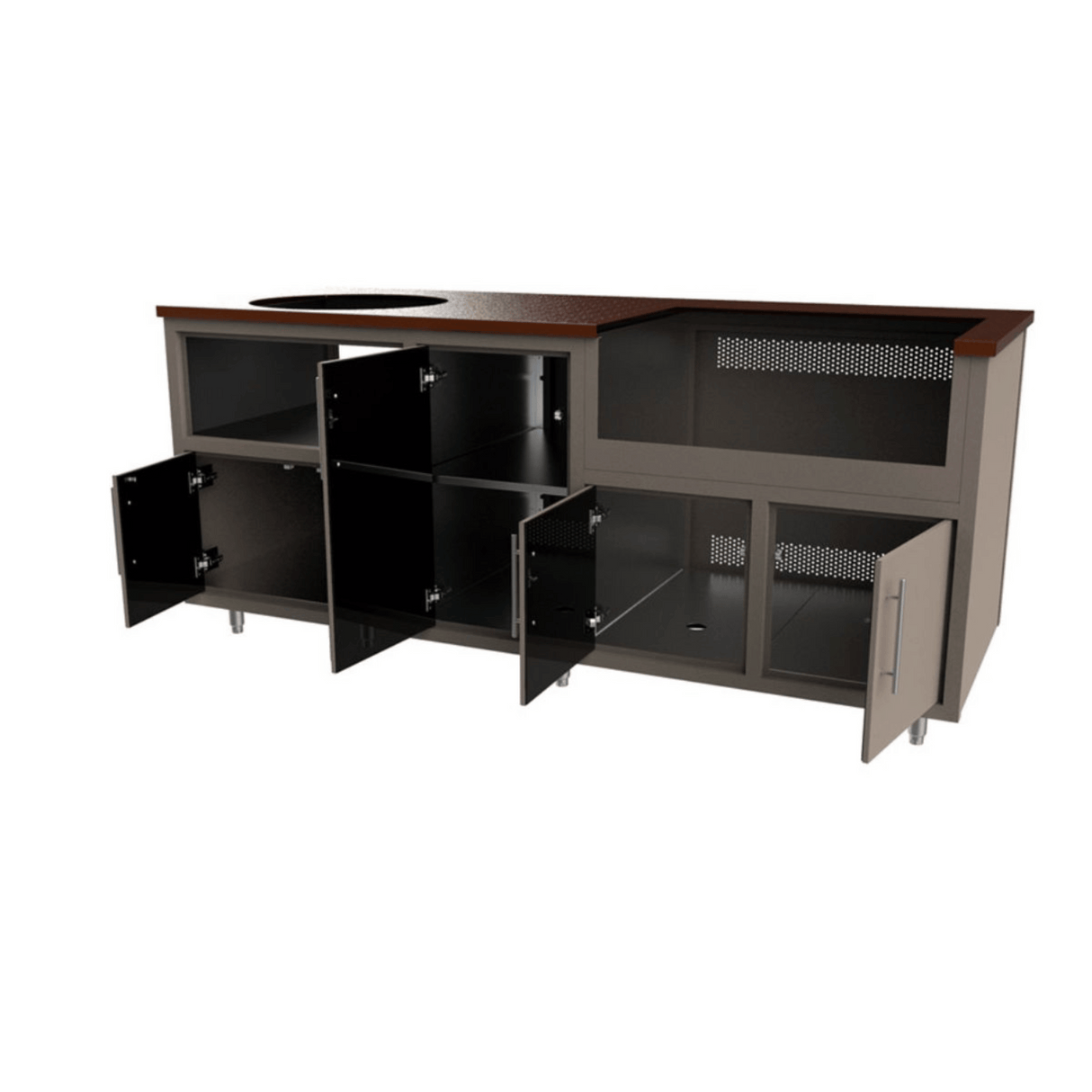 Challenger Designs Coastal 83-KDG Powder Coated Aluminum Kitchen Island for 32 Inch Grill & 26.5 Inch Ceramic Grill