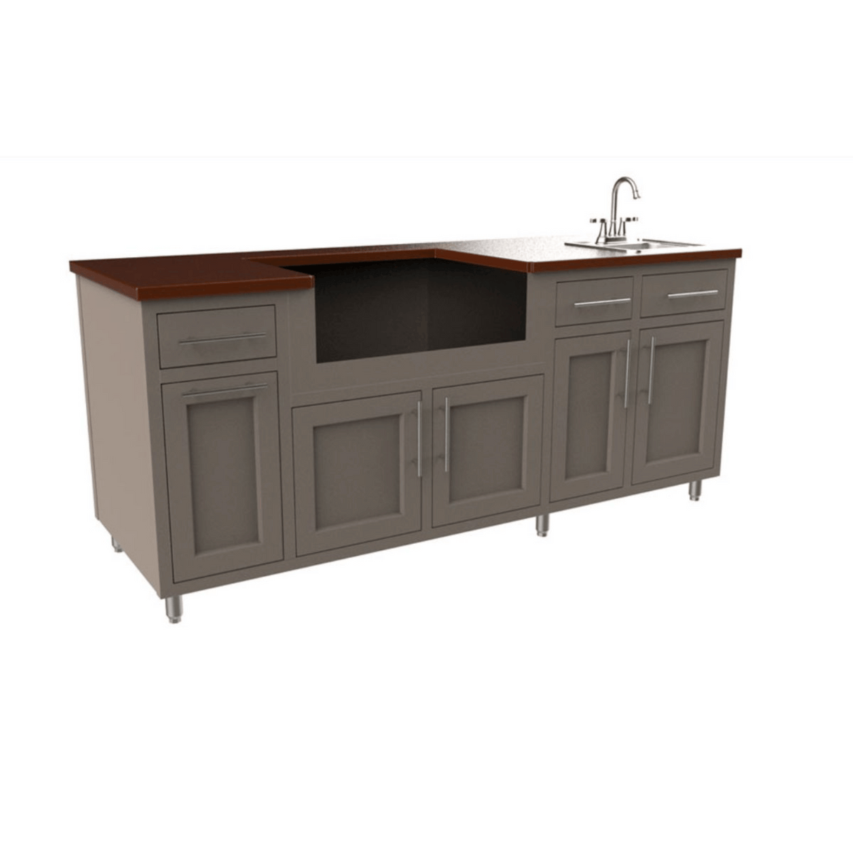 Challenger Designs Coastal 80.875 WGDDS Powder Coated Aluminium Kitchen Island for 32 Inch Gas Grill with Sink Base