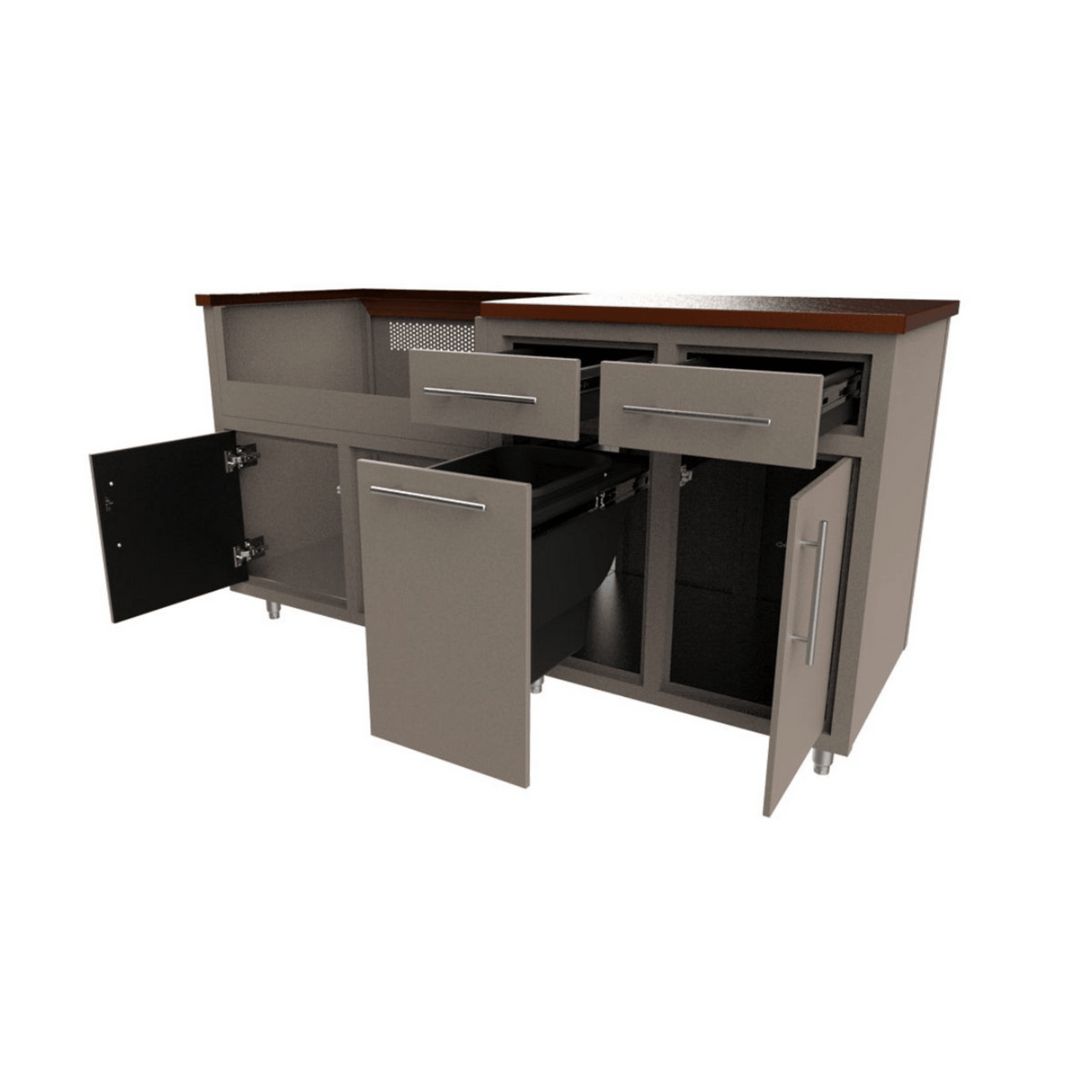 Challenger Designs Coastal 67.25 GWDD Powder Coated Aluminum Kitchen Island for 32 Inch Gas Grill