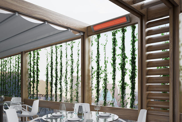 Bromic Cobalt Electric Heater in commercial patio setting