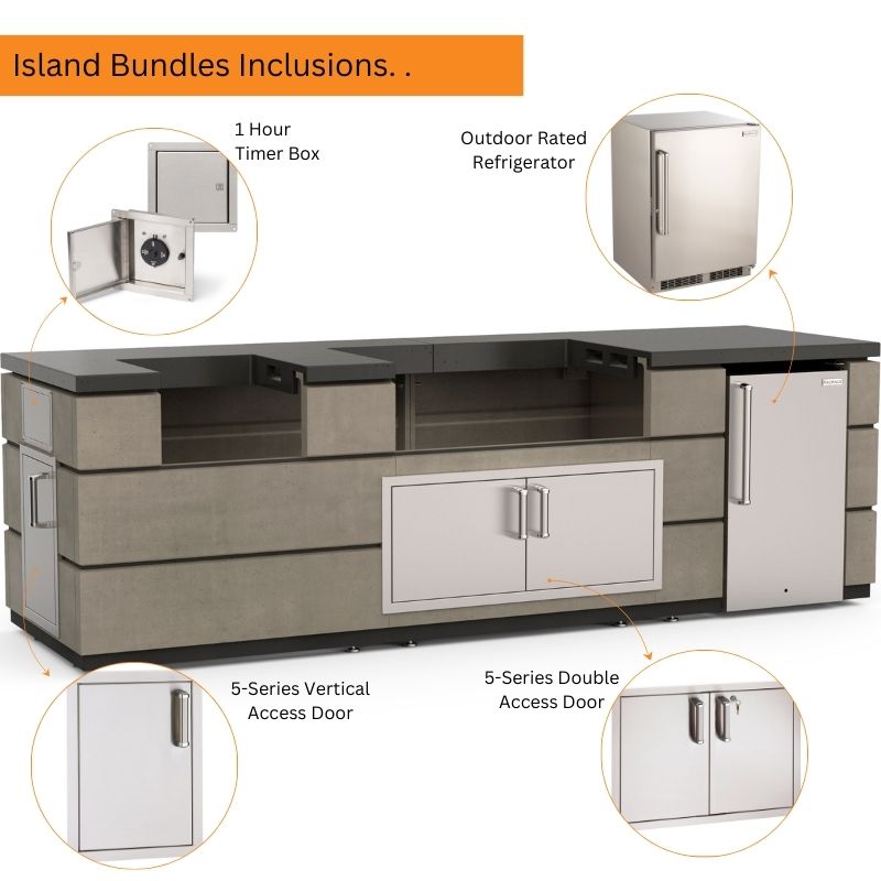 Fire Magic Contemporary Outdoor Kitchen Island Bundle for 36" Built-In Grill