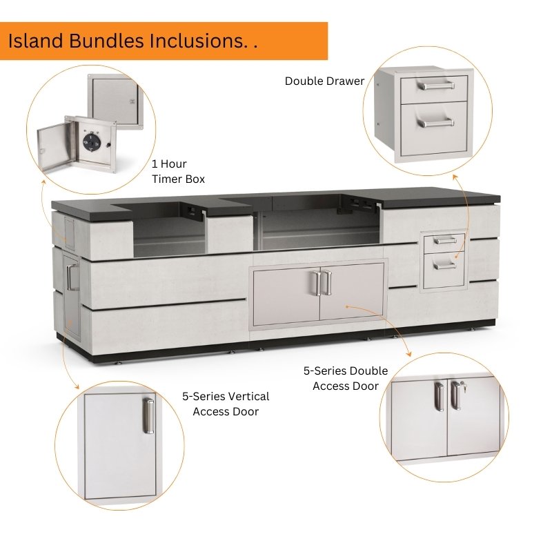 Fire Magic Contemporary Outdoor Kitchen Island Bundle for 36" Built-In Grill