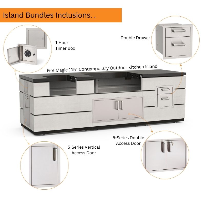 Fire Magic 115" Contemporary Outdoor Kitchen Island