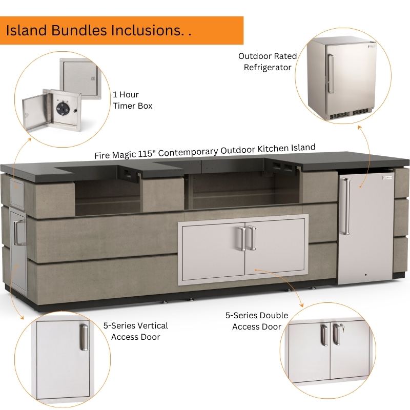 Fire Magic 115" Contemporary Outdoor Kitchen Island