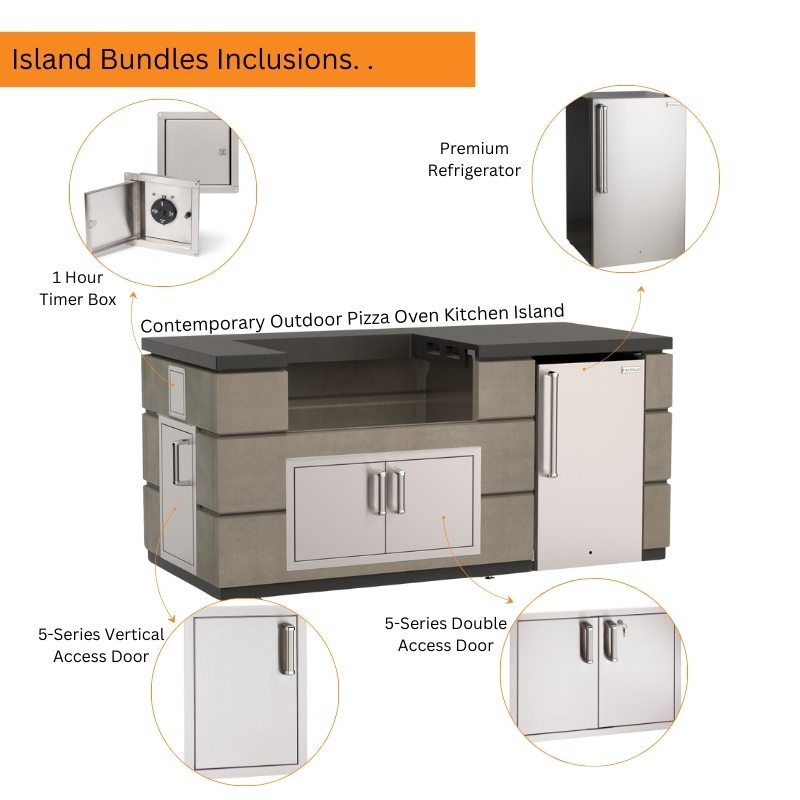 Fire Magic Contemporary Outdoor Kitchen Island Bundle for Pizza Oven