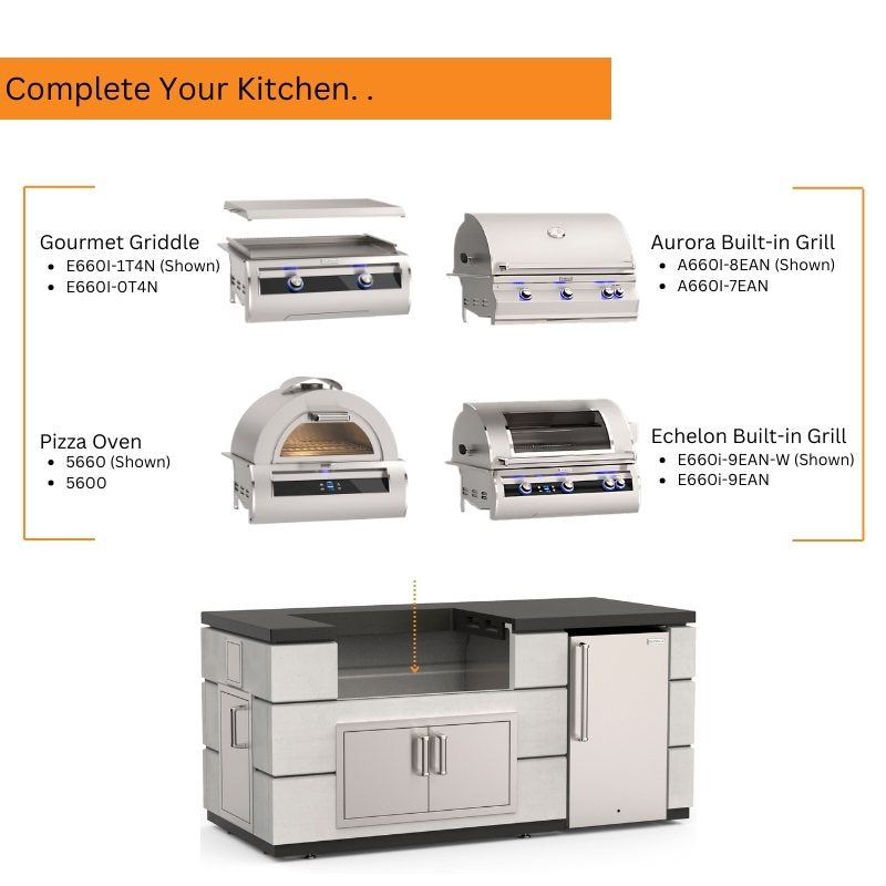 Fire Magic Contemporary Outdoor Kitchen Island Bundles for 30" Built-In Grills