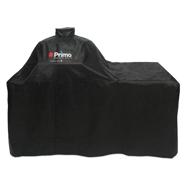 Primo Grill Cover for kamado grill in cypress countertop table