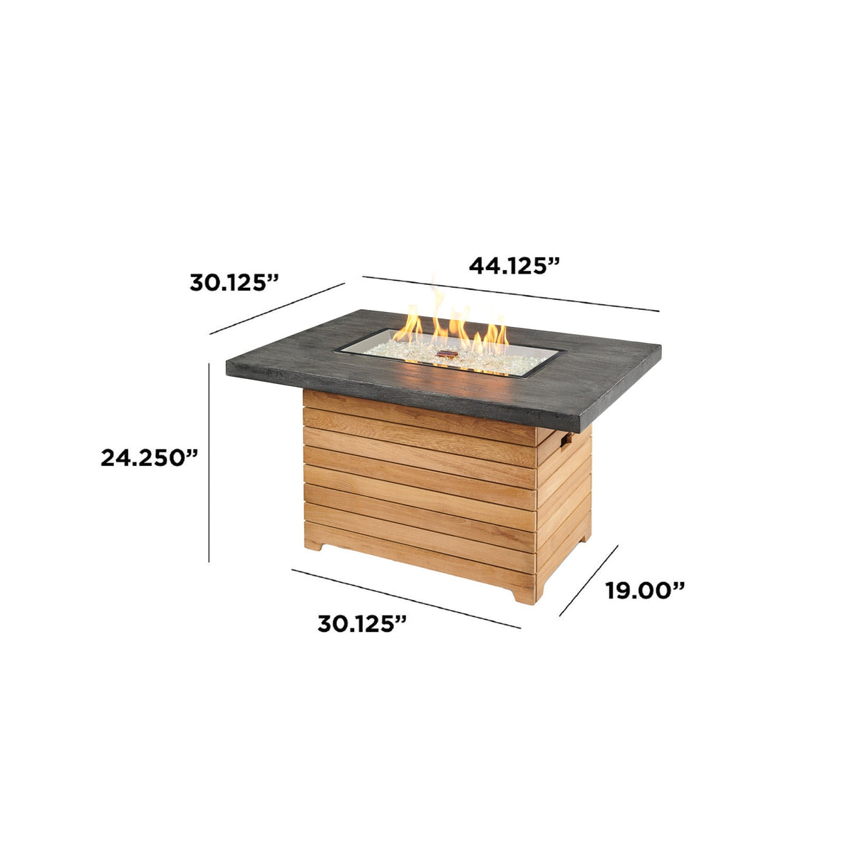 Darien Rectangular Gas Fire Pit Table 42"