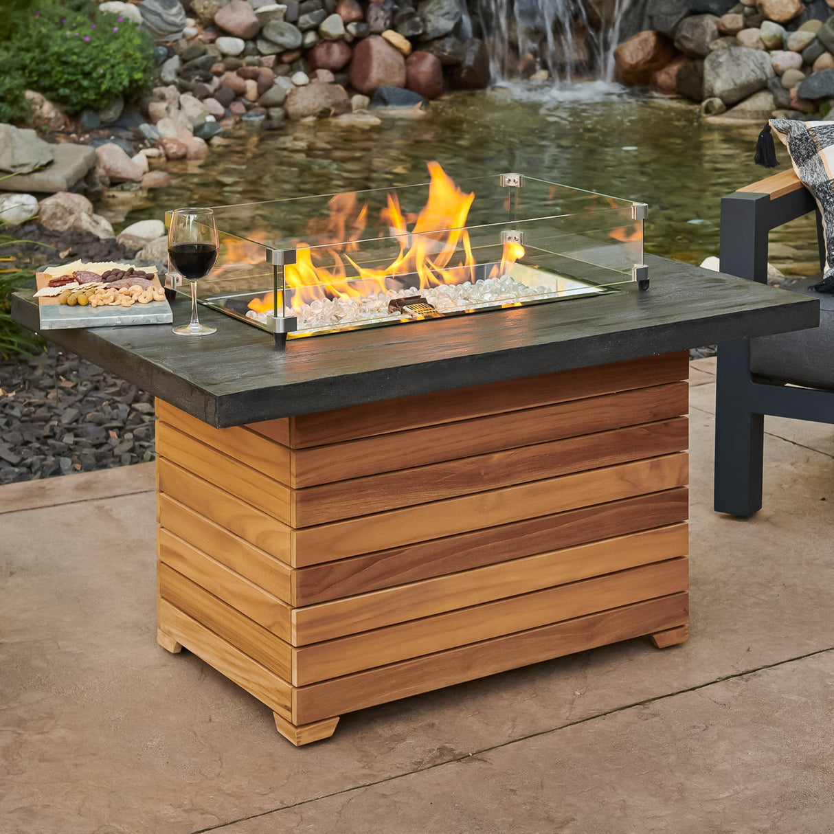 Darien Rectangular Gas Fire Pit Table 42"