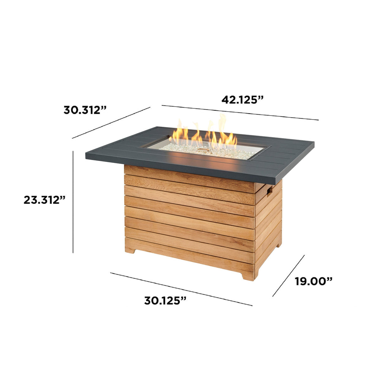Darien Rectangular Gas Fire Pit Table 42"